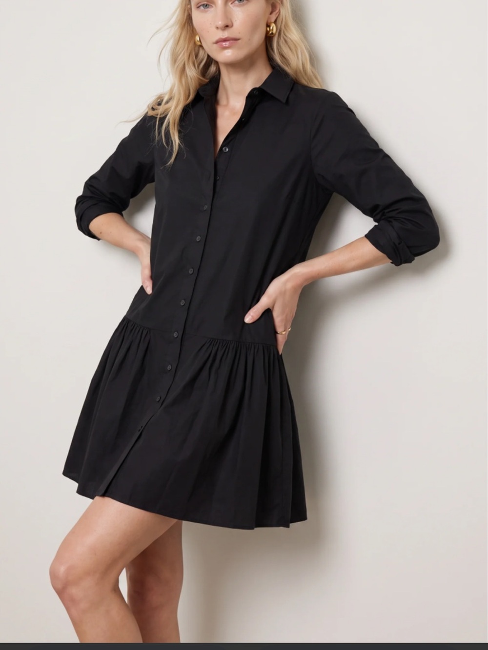 Nanette Lepore dress collarless button up crape drop waist 4